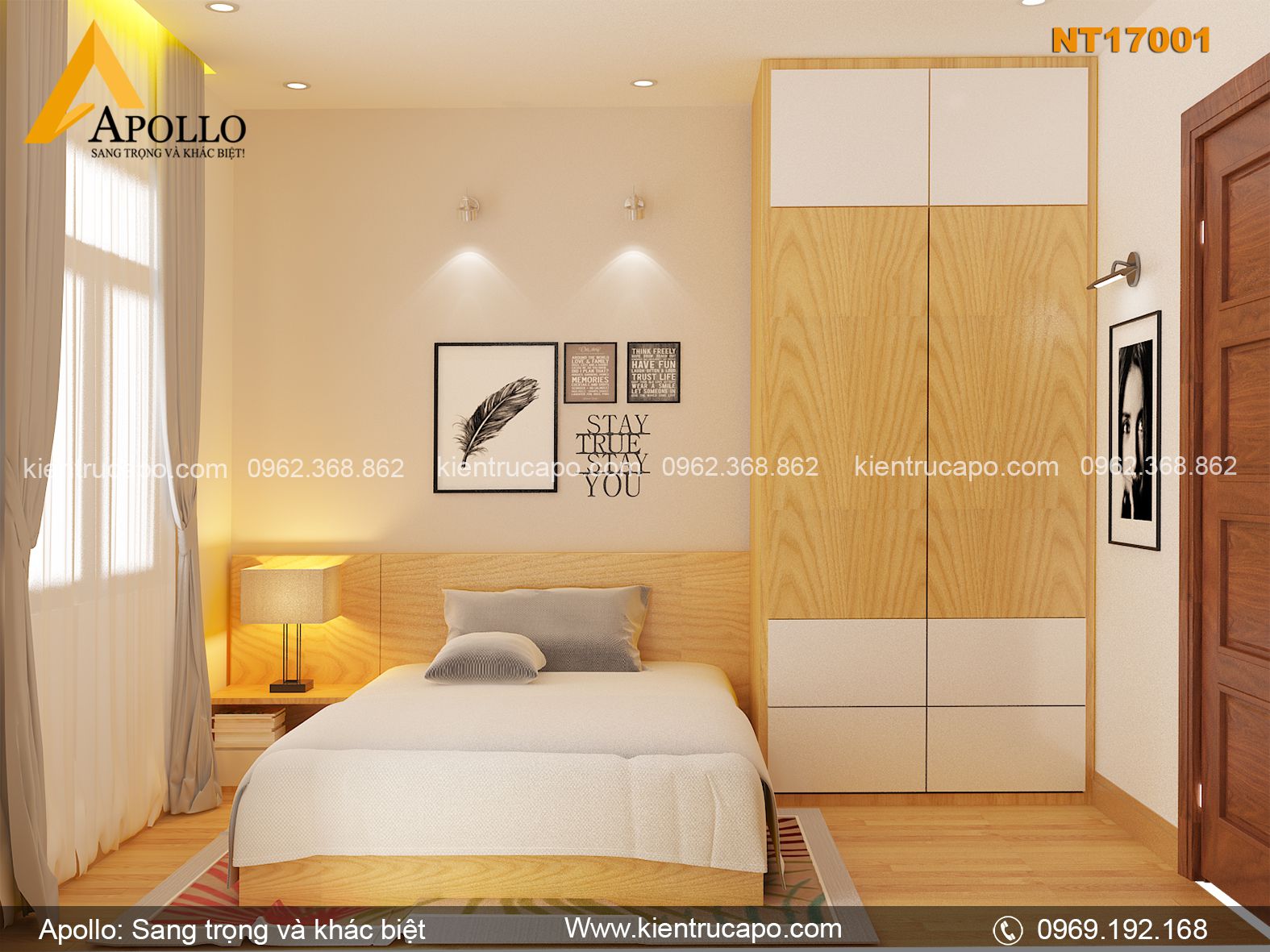 Thiết kế nội thất chung cư hiện đại trẻ trung (NT17001)